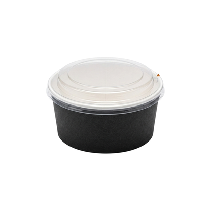 Eco-Friendly Round Kraft Black Bowl with Secure Lids