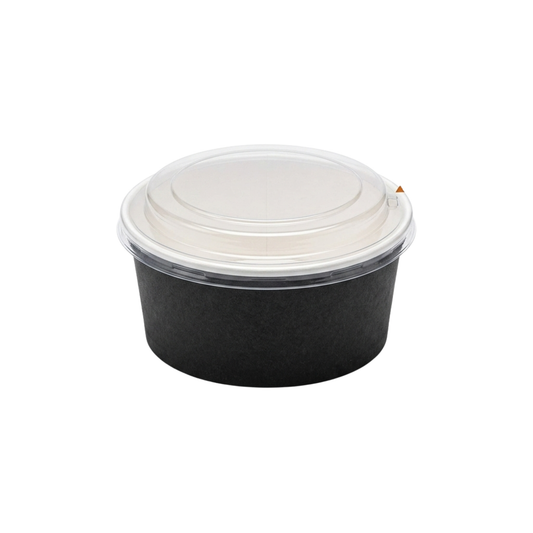 Eco-Friendly Round Kraft Black Bowl with Secure Lids