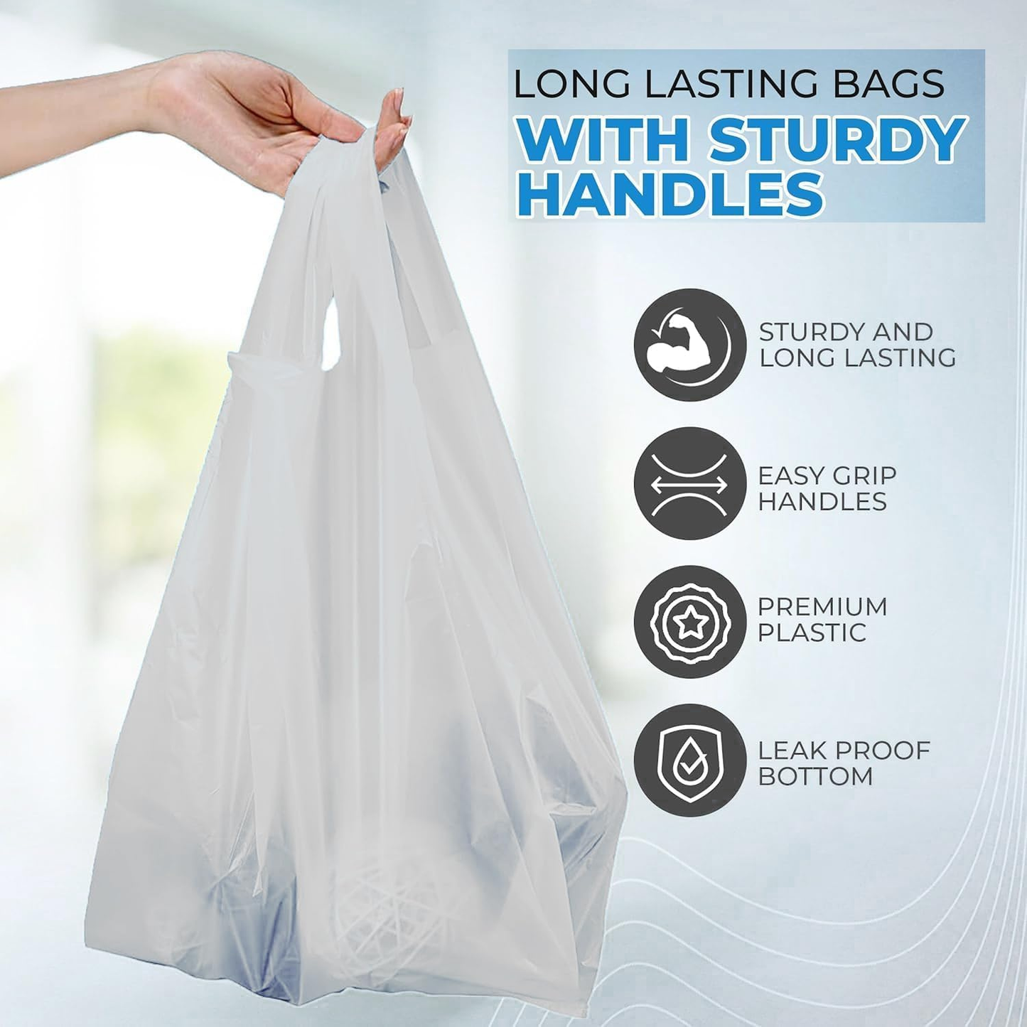Jumbo Heavy Duty Poly Carrier Bags- 13x19x23