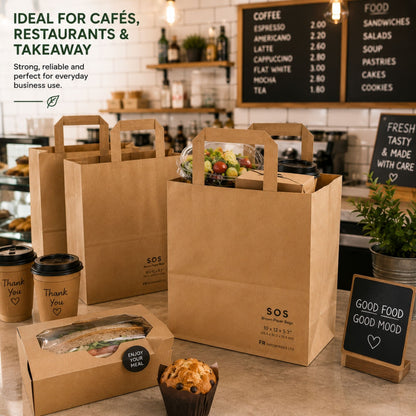 Eco-Friendly Brown SOS Paper Bag Large | Sustainable High-Strength Carry Bags