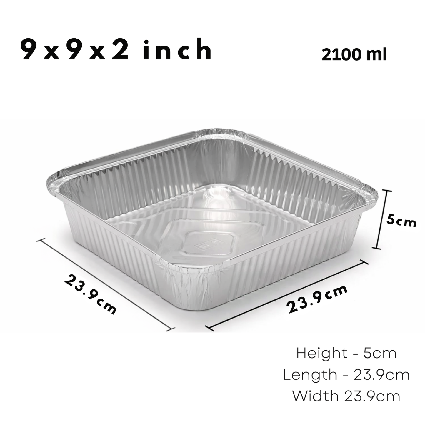 Heavy-Duty Aluminum Foil Containers with Lids- 9x9x2
