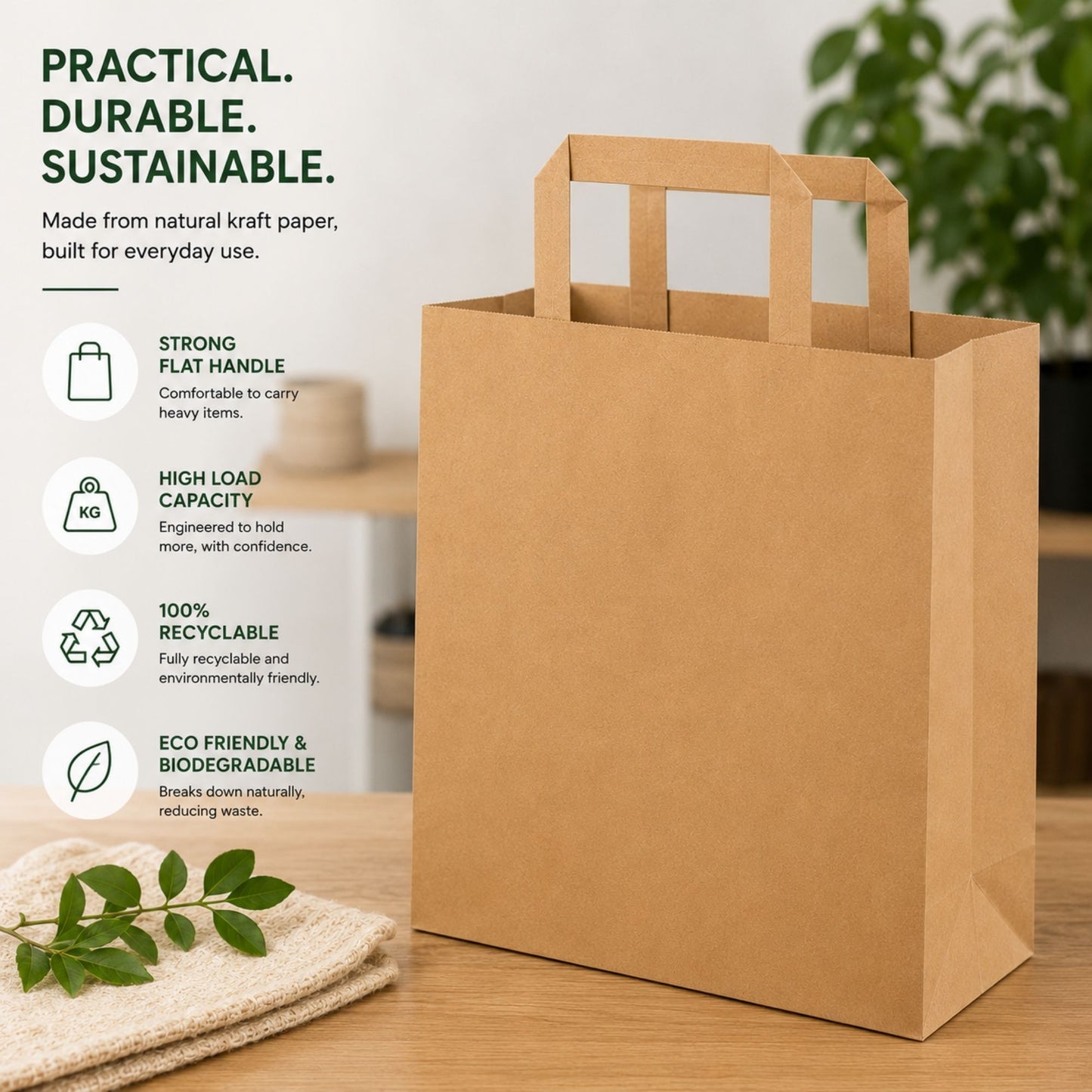 Eco-Friendly Brown SOS Paper Bag Large | Sustainable High-Strength Carry Bags