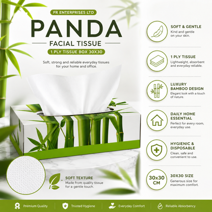 Panda Facial 1 Ply Tissue Box- 30X30