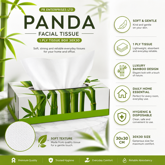 Panda Facial 1 Ply Tissue Box- 30X30