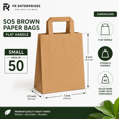 Eco-Friendly Brown SOS Paper Bag Small | Sustainable High-Strength Carry Bags