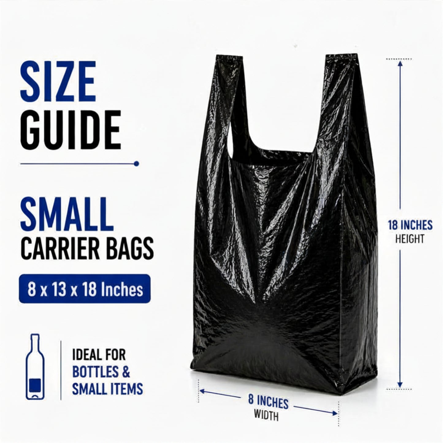 Small Heavy Duty Poly Carrier Bottle Bag-  8x13x18"