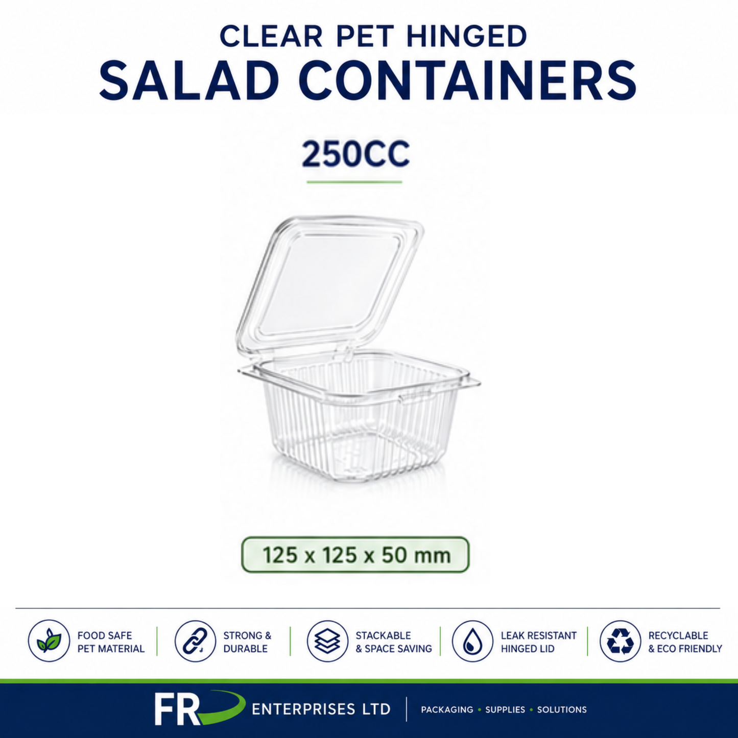 Clear Pet Hinged Plastic Salad Container