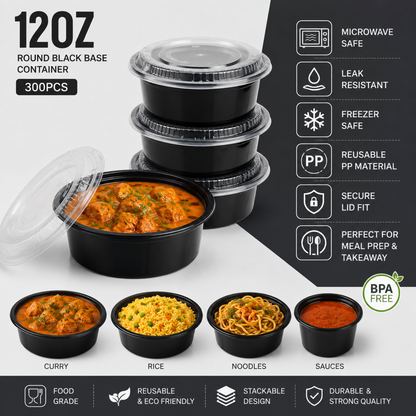 Heavy Duty Round Black Base Container with Lids