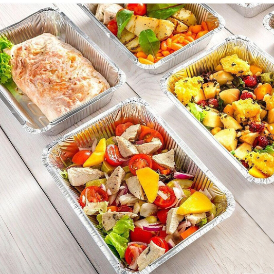 Heavy-Duty Aluminum Foil Containers with Lids- 9x9x2