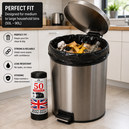 Ultra-Strong Heavy Duty Bin Bags- 10x50