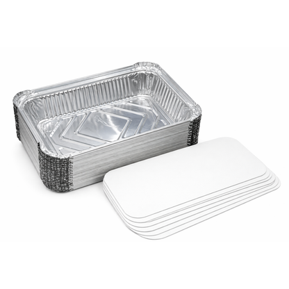 Heavy-Duty Aluminum Foil Containers with Lids 9x7