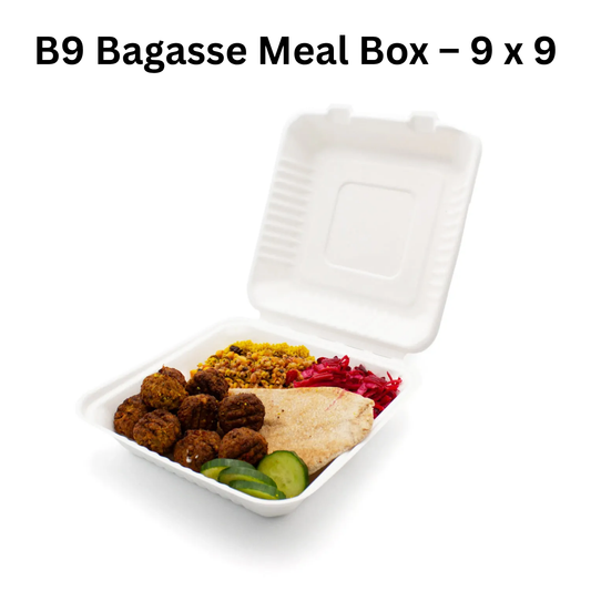 Bagasse Burger Box EP9 Pack- Takeaway Containers