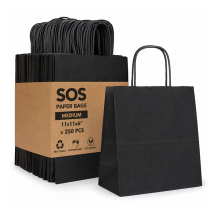 Eco-Friendly Black SOS Paper Bag Medium | Sustainable High-Strength Bags