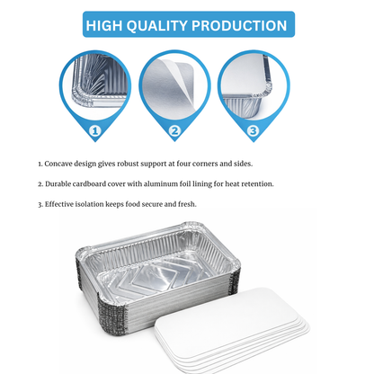 Heavy-Duty Aluminum Foil Containers with Lids 9x7