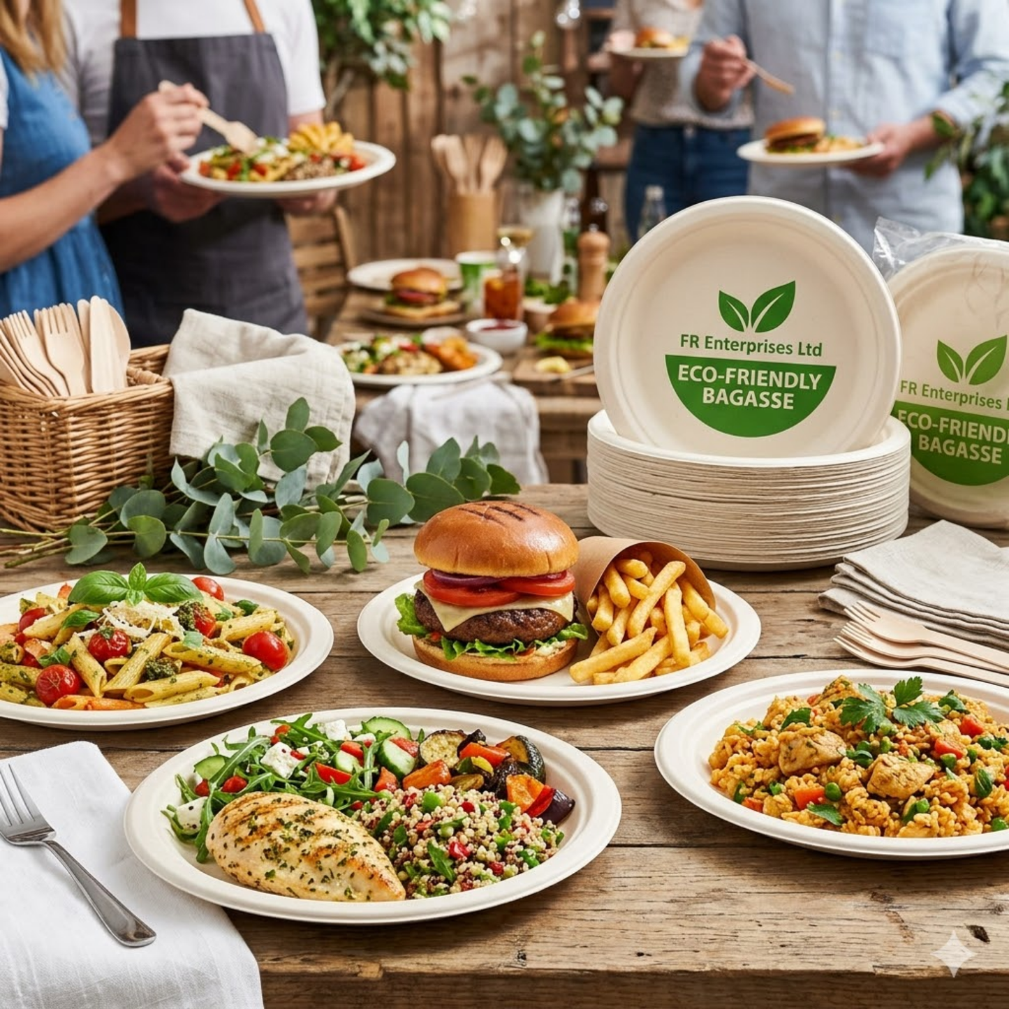 7" Disposable Sugarcane Plates – Eco-Friendly White Bagasse
