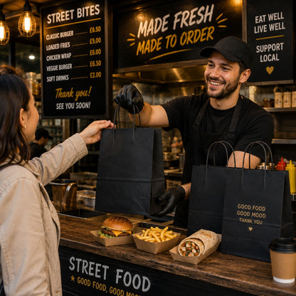 Eco-Friendly Black SOS Paper Bag Medium | Sustainable High-Strength Bags
