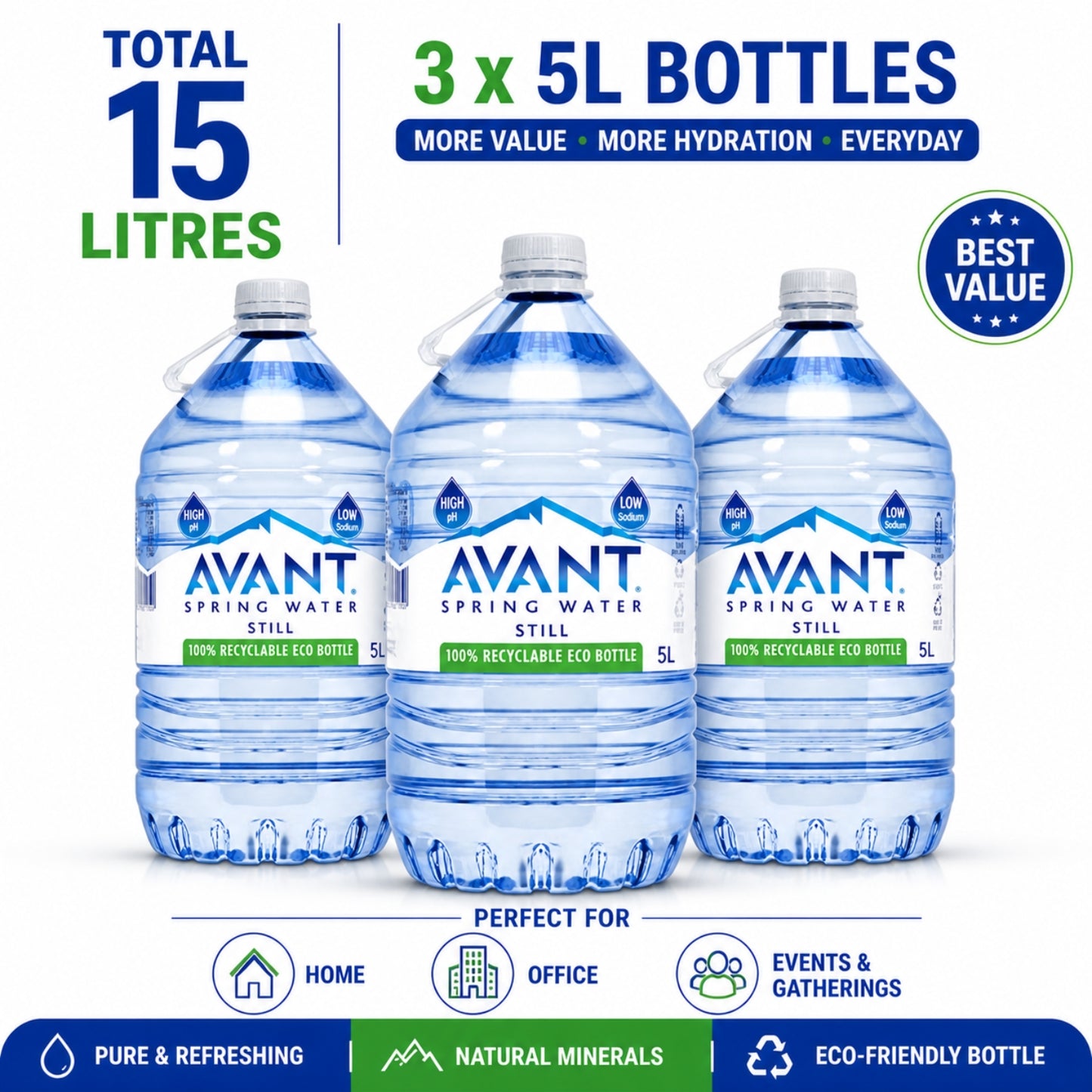 Avant Natural Spring Water 5 Liter (Pack of 3)