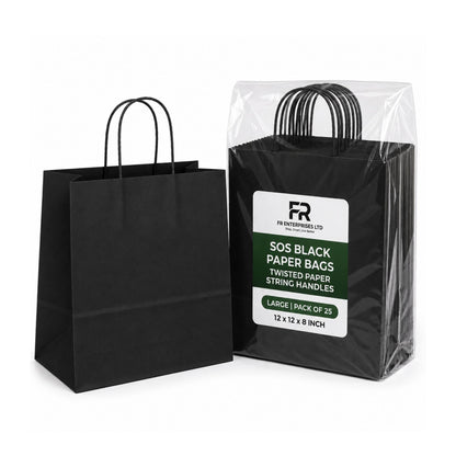 Eco-Friendly Black SOS Paper Bag Large | Sustainable High-Strength Bags