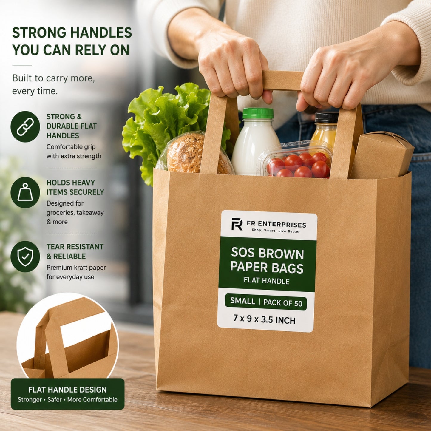 Eco-Friendly Brown SOS Paper Bag Small | Sustainable High-Strength Carry Bags