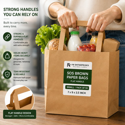Eco-Friendly Brown SOS Paper Bag Small | Sustainable High-Strength Carry Bags