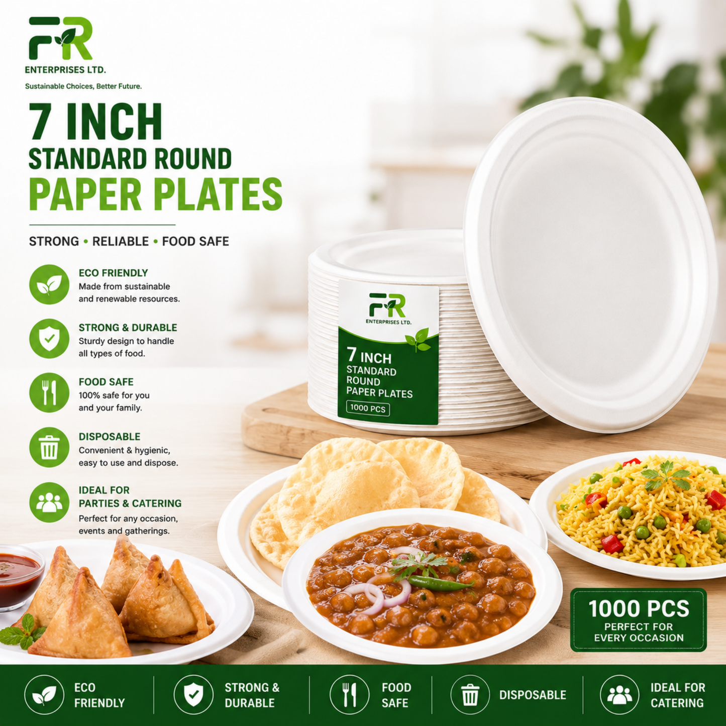 7" Paper Plates for Hot & Cold Food