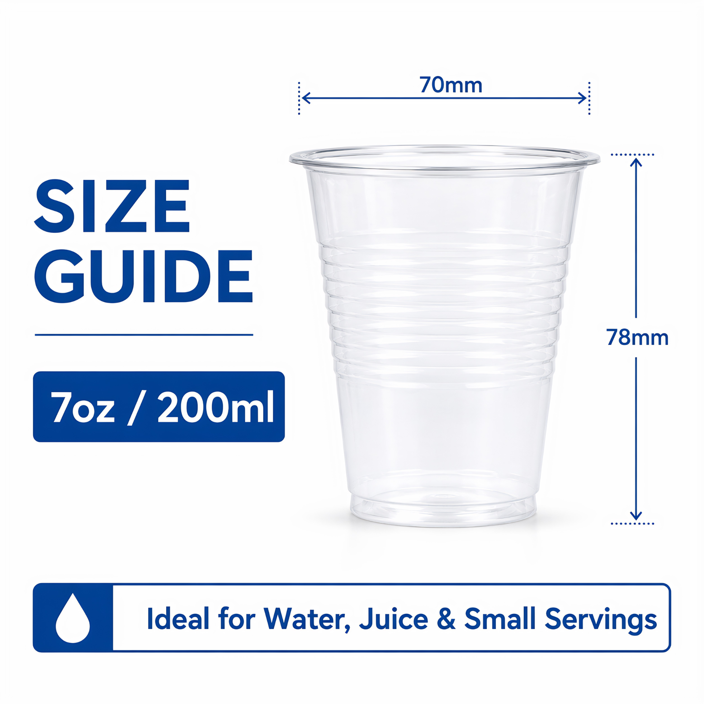 Eco-Friendly Clear Water Cups 7oz | 100% Recyclable