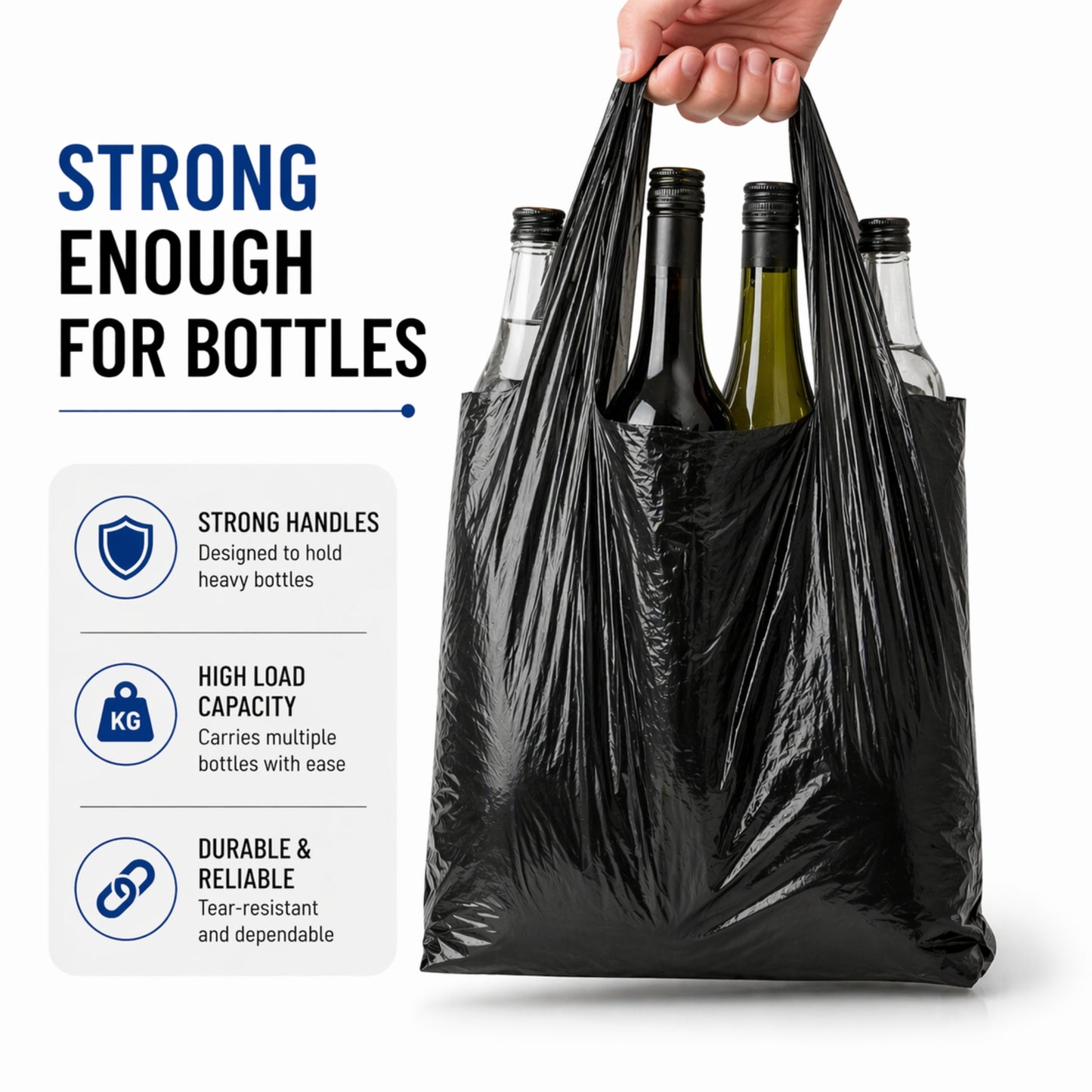 Small Heavy Duty Poly Carrier Bottle Bag-  8x13x18"
