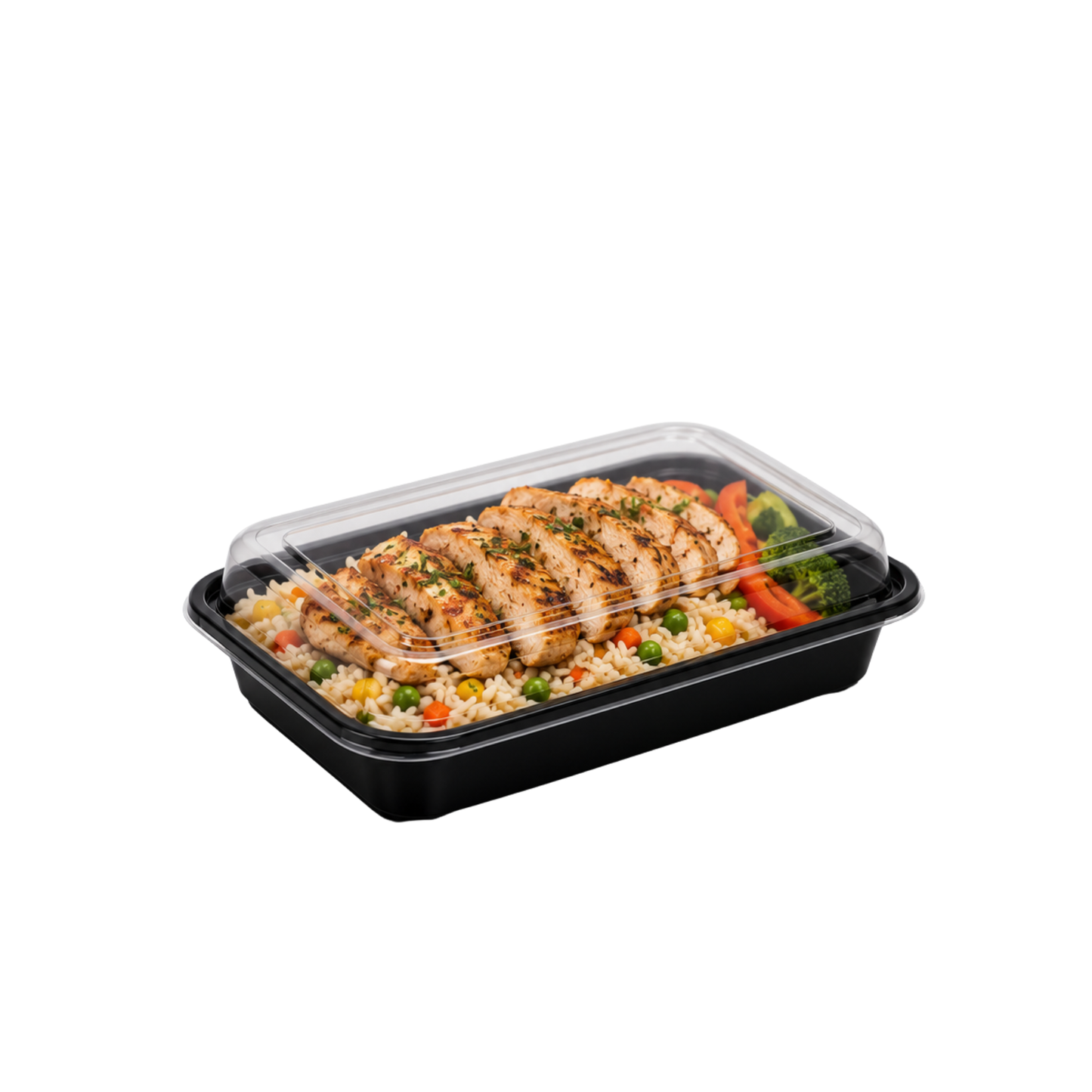Heavy Duty Rectangular Black Base Container with Lids
