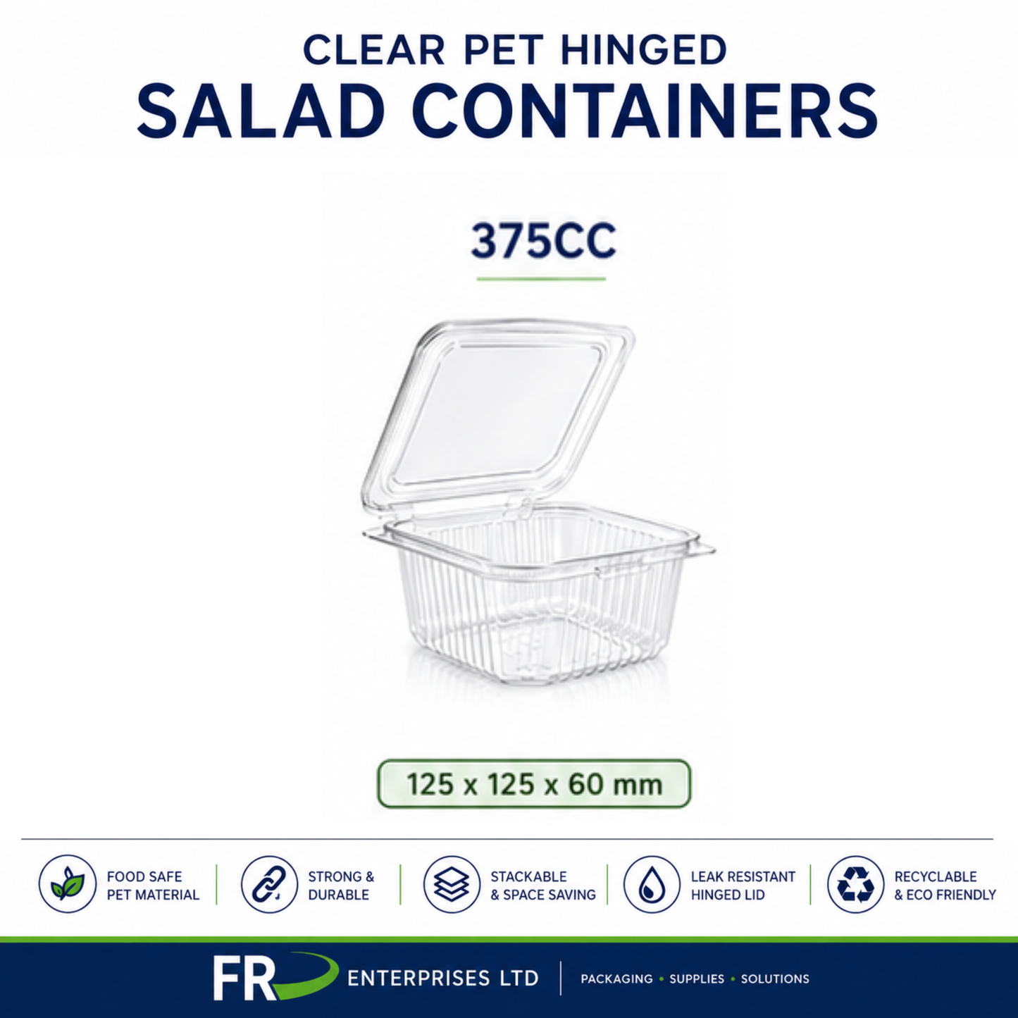 Clear Pet Hinged Plastic Salad Container