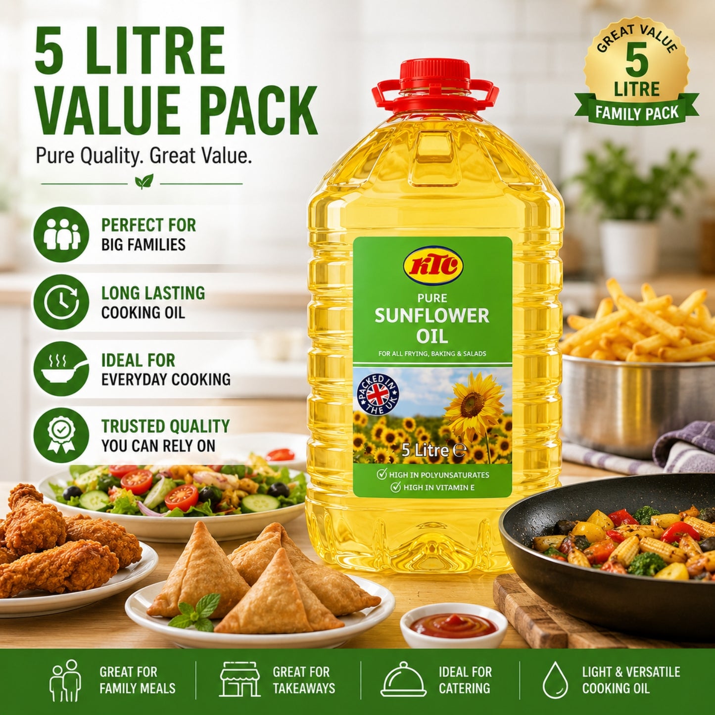 KTC Sunflower Oil 5L – 100% Pure Vegetable Oil