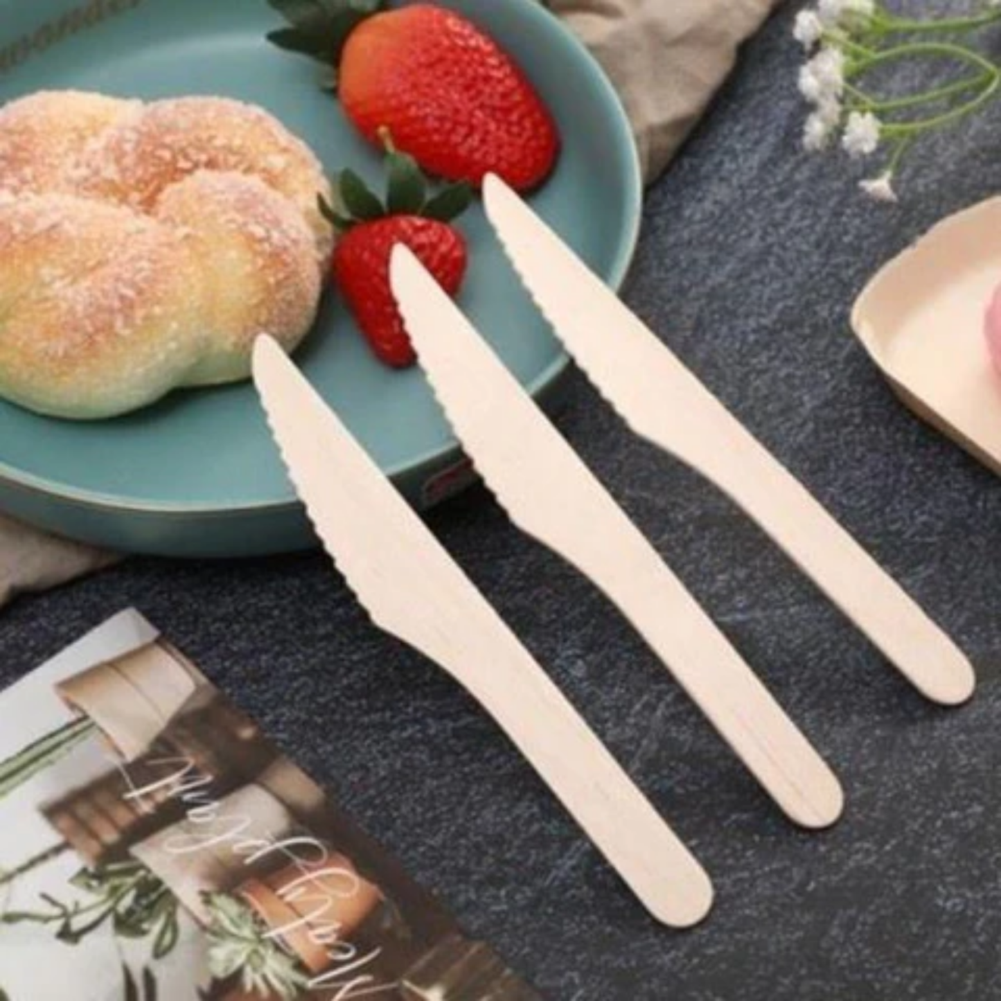 Premium Wooden Knife | Heavy-Duty Disposable Cutlery