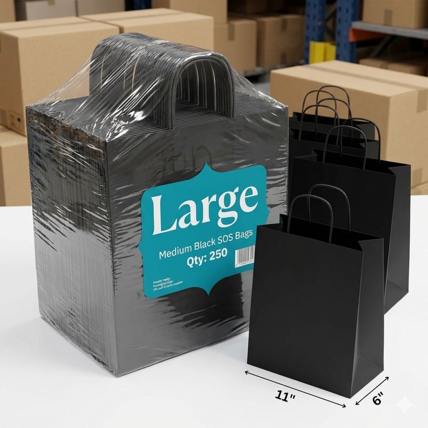 Eco-Friendly Black SOS Paper Bag Large | Sustainable High-Strength Bags