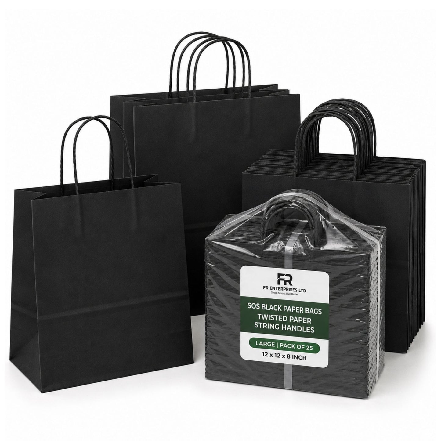 Eco-Friendly Black SOS Paper Bag Large | Sustainable High-Strength Bags