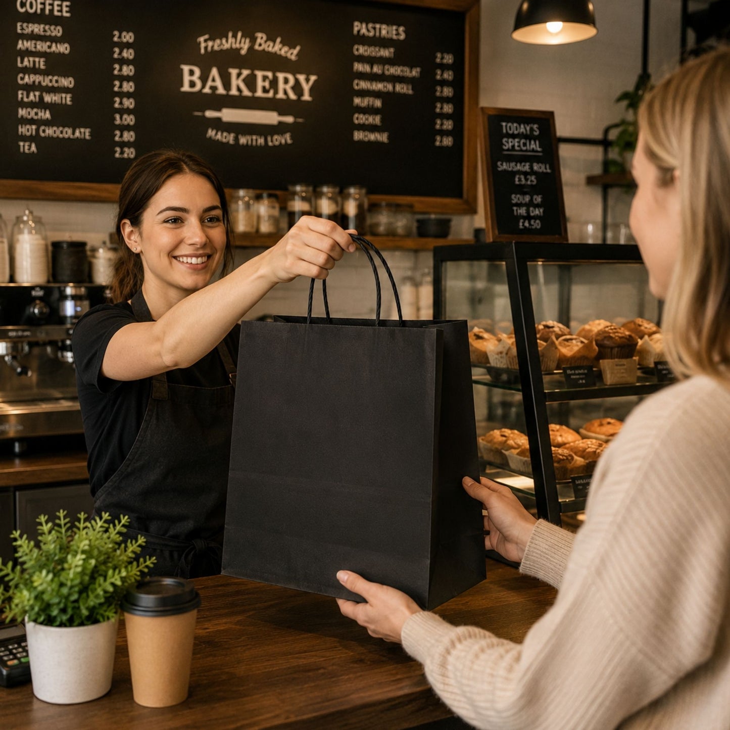 Eco-Friendly Black SOS Paper Bag Large | Sustainable High-Strength Bags