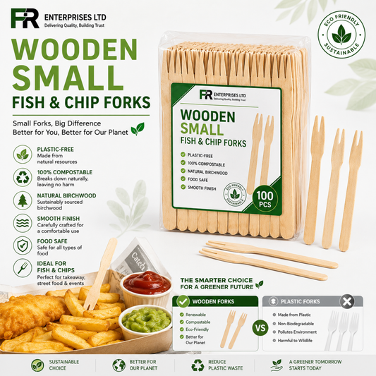 Premium Fish & Chip Wooden Fork | Heavy-Duty Disposable Cutlery