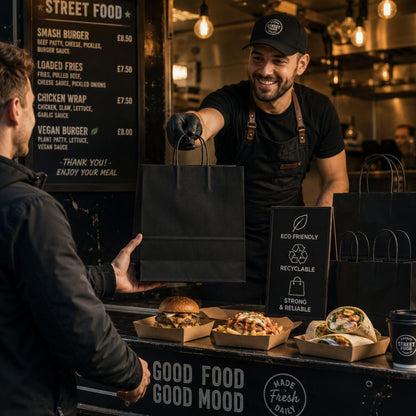 Eco-Friendly Black SOS Paper Bag Large | Sustainable High-Strength Bags