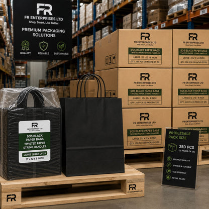 Eco-Friendly Black SOS Paper Bag Large | Sustainable High-Strength Bags