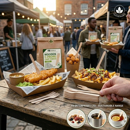 Premium Fish & Chip Wooden Fork | Heavy-Duty Disposable Cutlery