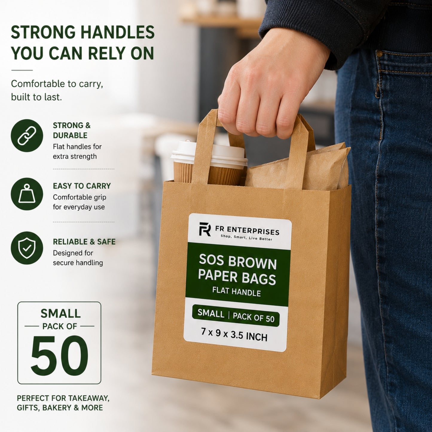 Eco-Friendly Brown SOS Paper Bag Small | Sustainable High-Strength Carry Bags