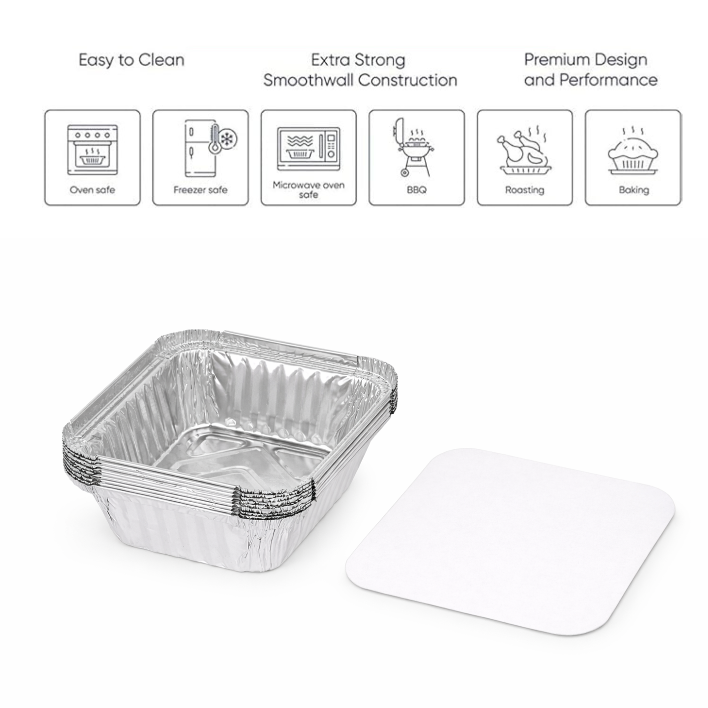Heavy-Duty Aluminum Foil Containers with Lids No.1