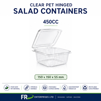 Clear Pet Hinged Plastic Salad Container