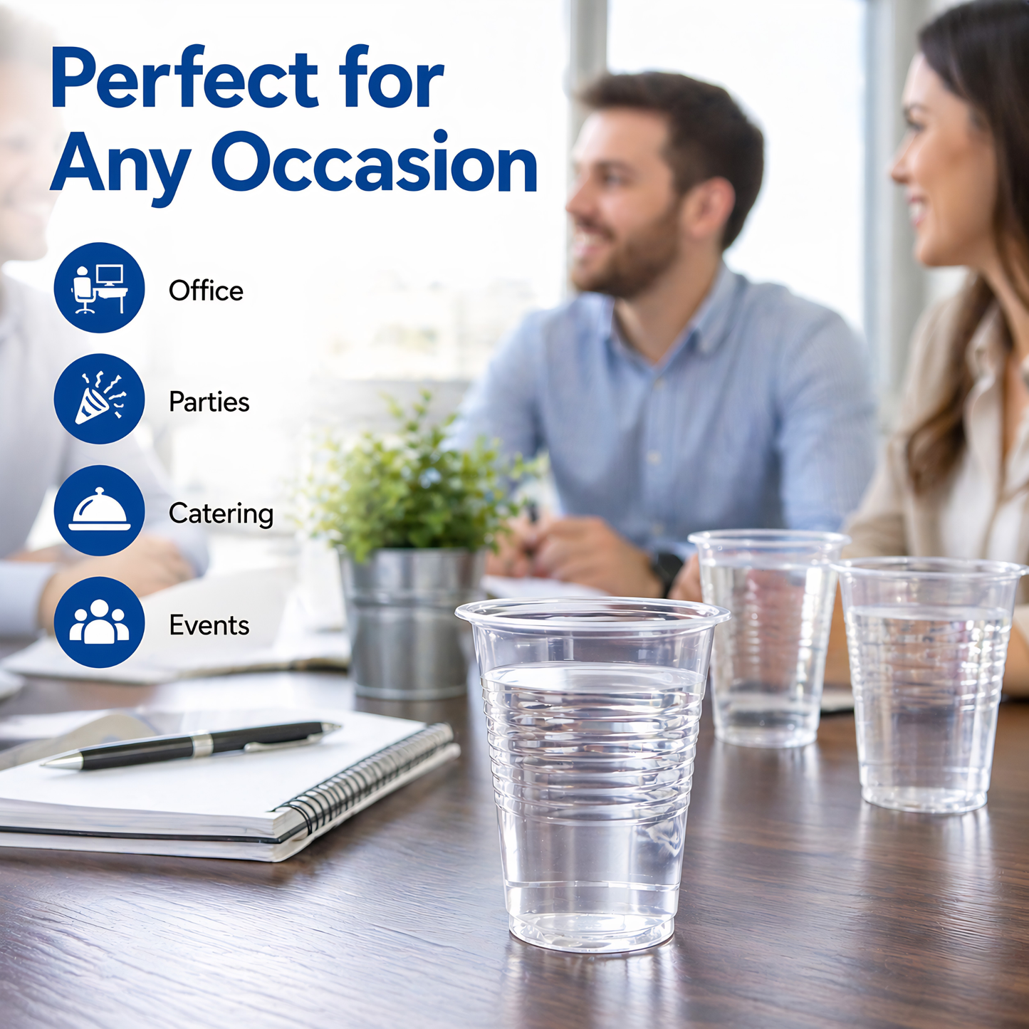 Eco-Friendly Clear Water Cups 7oz | 100% Recyclable