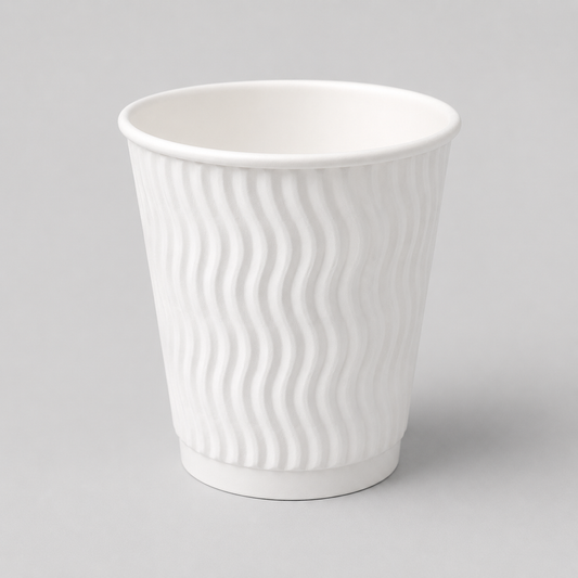 7oz White Ripple Coffee Cups - Single Wall