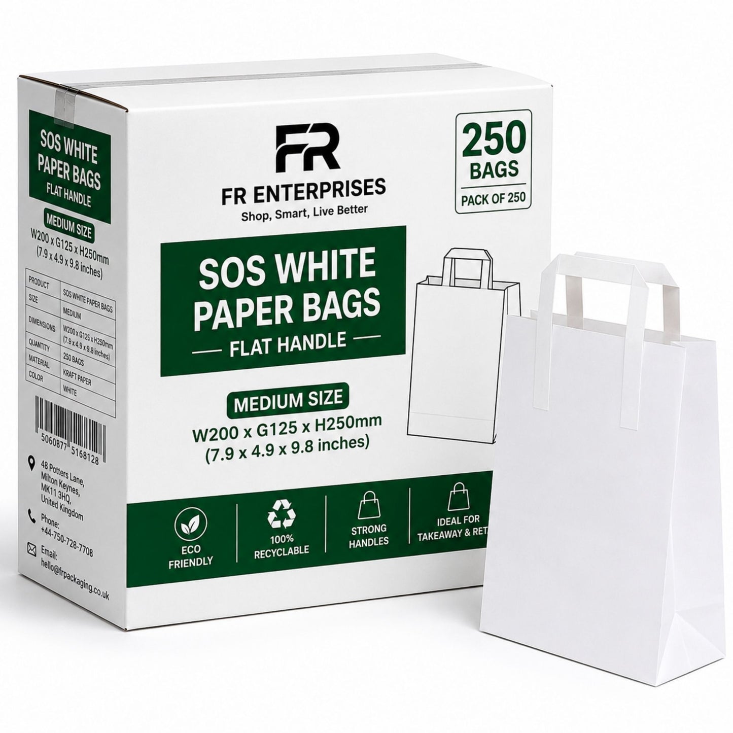 Eco-Friendly White SOS Paper Bag Medium | Sustainable High-Strength Bags