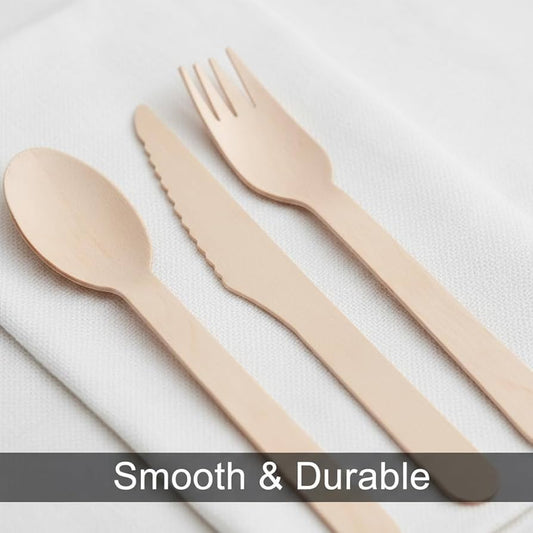 Premium Wooden Cutlery Set | Heavy-Duty Disposable Cutlery