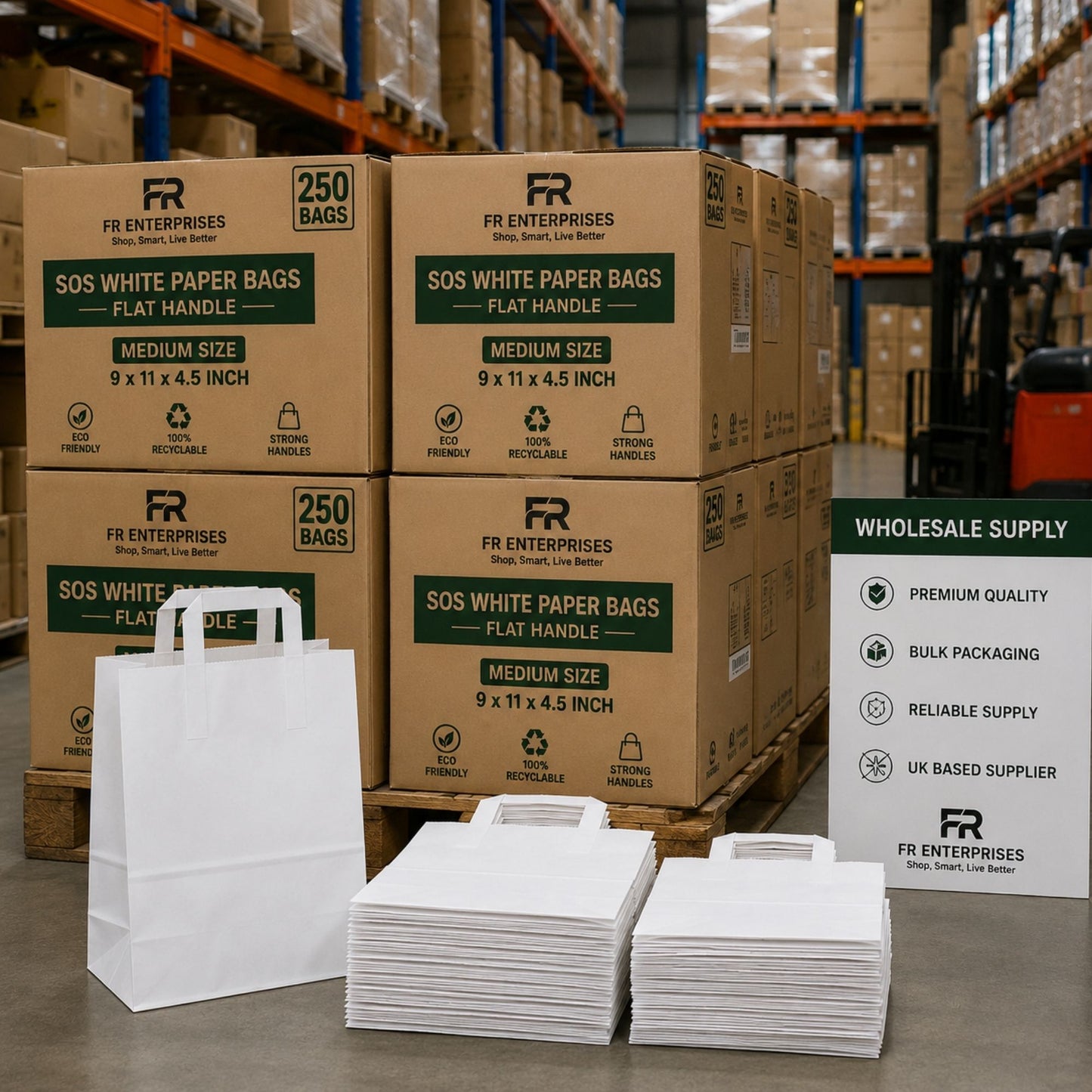 Eco-Friendly White SOS Paper Bag Large | Sustainable High-Strength Bags