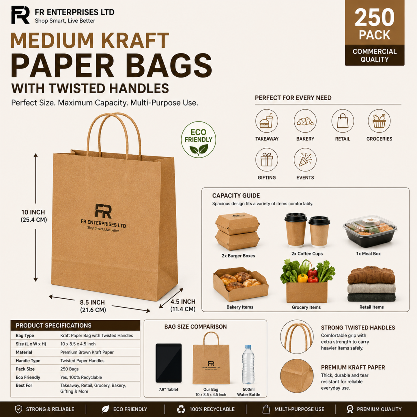 Eco-Friendly Brown Twisted Handle Paper Bags