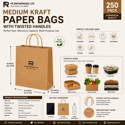 Eco-Friendly Brown Twisted Handle Paper Bags