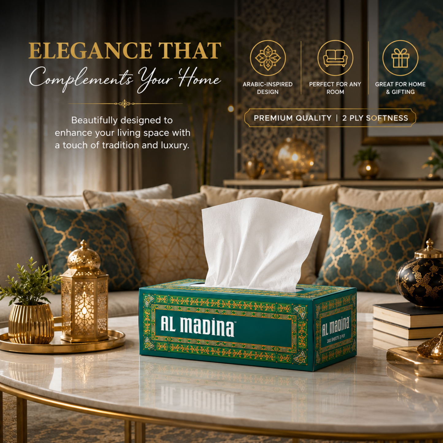 Sadeel /Alin Al Madina Facial 2 PLY Tissue Box- 6x5