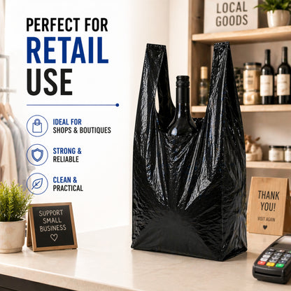 Small Heavy Duty Poly Carrier Bottle Bag-  8x13x18"